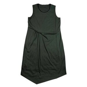 Elie Tahari Womens Green Asymmetrical Dress M Sleeveless Minimalist Chic Ruching